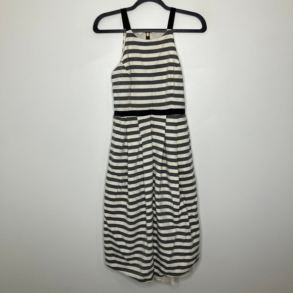 HUNTER BELL Striped Midi Dress Black White 2 - Picture 2 of 5